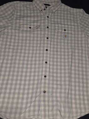 Carhartt Men’s Gray & White Gingham Button-Down Shirt